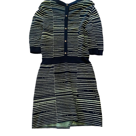 A.L.C. Culver Stripe Knit Dress Black and Green Size Medium - Picture 6 of 11